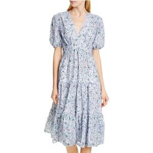 $548 Tory Burch Floral Lace Midi Cottagecore Tiered Dress Size XS